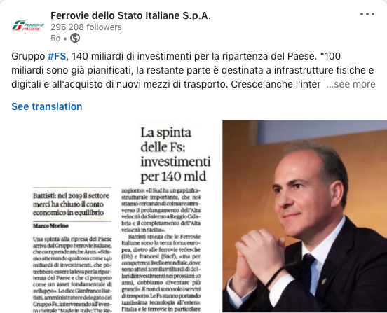 Gestione Pagina Aziendale LinkedIn_caso FFSS